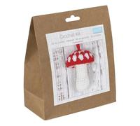 Trimits Crochet Kit - Toadstool (8 x 8.5cm) - with Yarn, Crochet Hook, Stitch Markers, Needle, Filling and Instructions - Create a Unique, Handmade Decoration for Your Home.