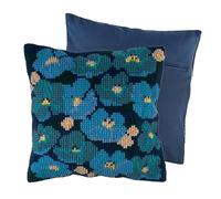 Trimits Cross Stitch Cushion Kit, Cushion Back Included, Pre Printed Canvas, Yarn and Needle Included 40 x 40cm (15.75 x 15.75in), Modern Floral