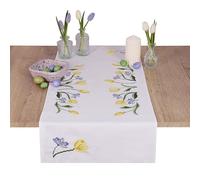 Trimits Cross Stitch Kit - Table Runner - Includes Printed Fabric, Threads, Needle & Instructions, 40 x 100cm, Tulips