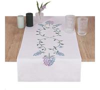 Trimits Cross Stitch Kit - Table Runner - Includes Printed Fabric, Threads, Needle & Instructions, 40 x 100cm, Floral Hydrangea