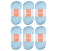 Trimits Double Knit Acrylic Yarn for Knitting and Crochet - 6 x 100g (280 metres) - Soft Touch Easy Care Machine Washable DK Yarn, Oeko-TEX Certified Fibre, Light Blue