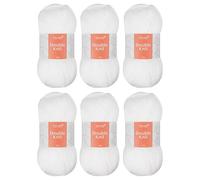 Trimits Double Knit Acrylic Yarn for Knitting and Crochet - 6 x 100g (280 metres) - Soft Touch Easy Care Machine Washable DK Yarn, Oeko-TEX Certified Fibre, White