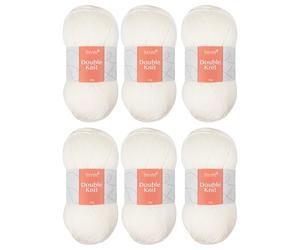 Trimits Double Knit Acrylic Yarn for Knitting and Crochet - 6 x 100g (280 metres) - Soft Touch Easy Care Machine Washable DK Yarn, Oeko-TEX Certified Fibre, Ecru