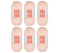 Trimits Double Knit Acrylic Yarn Wool for Knitting and Crochet - 6 x 100g (280 metres) - Soft Touch Easy Care Machine Washable DK Yarn, Oeko-TEX Certified Fibre, Light Pink