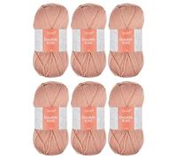 Trimits Double Knit Acrylic Yarn Wool for Knitting and Crochet - 6 x 100g (280 metres) - Soft Touch Easy Care Machine Washable DK Yarn, Oeko-TEX Certified Fibre, Petal Peach