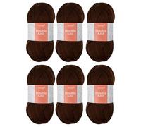Trimits Double Knit Acrylic Yarn Wool for Knitting and Crochet - 6 x 100g (280 metres) - Soft Touch Easy Care Machine Washable DK Yarn, Oeko-TEX Certified Fibre, Chocolate