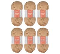 Trimits Double Knit Acrylic Yarn Wool for Knitting and Crochet - 6 x 100g (280 metres) - Soft Touch Easy Care Machine Washable DK Yarn, Oeko-TEX Certified Fibre, Beige