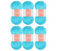 Trimits Double Knit Acrylic Yarn Wool for Knitting and Crochet - 6 x 100g (280 metres) - Soft Touch Easy Care Machine Washable DK Yarn, Oeko-TEX Certified Fibre, Blue Turquoise