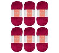 Trimits Double Knit Acrylic Yarn Wool for Knitting and Crochet - 6 x 100g (280 metres) - Soft Touch Easy Care Machine Washable DK Yarn, Oeko-TEX Certified Fibre, Rosewood