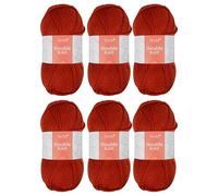 Trimits Double Knit Acrylic Yarn Wool for Knitting and Crochet - 6 x 100g (280 metres) - Soft Touch Easy Care Machine Washable DK Yarn, Oeko-TEX Certified Fibre, Rust