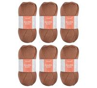 Trimits Double Knit Acrylic Yarn Wool for Knitting and Crochet - 6 x 100g (280 metres) - Soft Touch Easy Care Machine Washable DK Yarn, Oeko-TEX Certified Fibre, Mocha