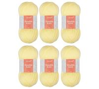 Trimits Double Knit Acrylic Yarn Wool for Knitting and Crochet - 6 x 100g (280 metres) - Soft Touch Easy Care Machine Washable DK Yarn, Oeko-TEX Certified Fibre, Lemon