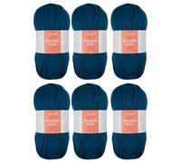 Trimits Double Knit Acrylic Yarn Wool for Knitting and Crochet - 6 x 100g (280 metres) - Soft Touch Easy Care Machine Washable DK Yarn, Oeko-TEX Certified Fibre, Teal Blue