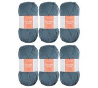 Trimits Double Knit Acrylic Yarn Wool for Knitting and Crochet - 6 x 100g (280 metres) - Soft Touch Easy Care Machine Washable DK Yarn, Oeko-TEX Certified Fibre, Denim Blue