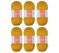 Trimits Double Knit Acrylic Yarn Wool for Knitting and Crochet - 6 x 100g (280 metres) - Soft Touch Easy Care Machine Washable DK Yarn, Oeko-TEX Certified Fibre, Mustard