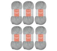Trimits Double Knit Acrylic Yarn Wool for Knitting and Crochet - 6 x 100g (280 metres) - Soft Touch Easy Care Machine Washable DK Yarn, Oeko-TEX Certified Fibre, Light Grey Heather