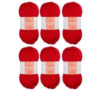 Trimits Double Knit Acrylic Yarn Wool for Knitting and Crochet - 6 x 100g (280 metres) - Soft Touch Easy Care Machine Washable DK Yarn, Oeko-TEX Certified Fibre, Red