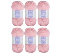Trimits Double Knit Baby Acrylic Yarn for Knitting and Crochet - 6 x 100g (300 metres) - Soft Touch Easy Care Anti-Pilling Machine Washable DK Yarn, Oeko-TEX Certified Fibre, Baby Pink