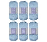 Trimits Double Knit Baby Acrylic Yarn for Knitting and Crochet - 6 x 100g (300 metres) - Soft Touch Easy Care Anti-Pilling Machine Washable DK Yarn, Oeko-TEX Certified Fibre, Baby Blue