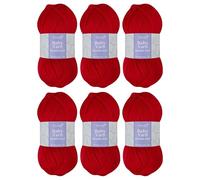 Trimits Double Knit Baby Acrylic Yarn Wool for Knitting and Crochet - 6 x 100g (300 metres) - Soft Touch Easy Care Anti-Pilling Machine Washable DK Yarn, Oeko-TEX Certified Fibre, Red
