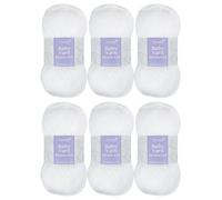 Trimits Double Knit Baby Acrylic Yarn Wool for Knitting and Crochet - 6 x 100g (300 metres) - Soft Touch Easy Care Anti-Pilling Machine Washable DK Yarn, Oeko-TEX Certified Fibre, White