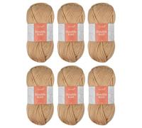 Trimits Double Knit Acrylic Yarn Wool for Knitting and Crochet - 6 x 100g (280 metres) - Soft Touch Easy Care Machine Washable DK Yarn, Oeko-TEX Certified Fibre, Beige