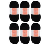 Trimits Double Knit Acrylic Yarn Wool for Knitting and Crochet - 6 x 100g (280 metres) - Soft Touch Easy Care Machine Washable DK Yarn, Oeko-TEX Certified Fibre, Black