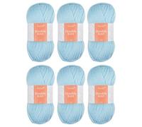 Trimits Double Knit Acrylic Yarn Wool for Knitting and Crochet - 6 x 100g (280 metres) - Soft Touch Easy Care Machine Washable DK Yarn, Oeko-TEX Certified Fibre, Light Blue