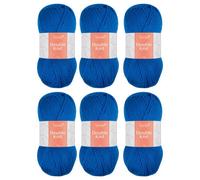 Trimits Double Knit Dk Yarn Blue Acrylic Knitting & Crochet Wool 6 X 100G Soft Touch Machine Washable Oeko-Tex Certified