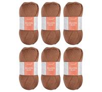 Trimits Double Knit Dk Yarn Brown Acrylic Knitting & Crochet Wool 6 X 100G Soft Touch Machine Washable Oeko-Tex Certified