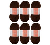 Trimits Double Knit Acrylic Yarn Wool for Knitting and Crochet - 6 x 100g (280 metres) - Soft Touch Easy Care Machine Washable DK Yarn, Oeko-TEX Certified Fibre, Chocolate