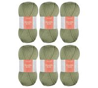 Trimits Double Knit Dk Yarn Green Acrylic Knitting & Crochet Wool 6 X 100G Soft Touch Machine Washable Oeko-Tex Certified