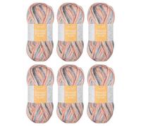 Trimits Double Knit Dk Yarn Multicolour Acrylic Knitting & Crochet Wool 6 X 100G Soft Touch Machine Washable Oeko-Tex Certified