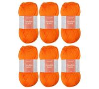 Trimits Double Knit Dk Yarn Orange Acrylic Knitting & Crochet Wool 6 X 100G Soft Touch Machine Washable Oeko-Tex Certified