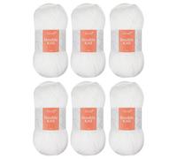 Trimits Double Knit Acrylic Yarn Wool for Knitting and Crochet - 6 x 100g (280 metres) - Soft Touch Easy Care Machine Washable DK Yarn, Oeko-TEX Certified Fibre, White