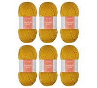 Trimits Double Knit Acrylic Yarn Wool for Knitting and Crochet - 6 x 100g (280 metres) - Soft Touch Easy Care Machine Washable DK Yarn, Oeko-TEX Certified Fibre, Mustard
