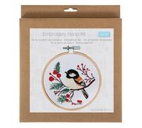 Trimits Embroidery Hoop Kits - 10cm 4” Beginner Starter Set, Includes Bamboo Hoop Threads Cloth Needle Backing & Instructions, Bird