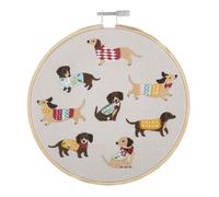 Trimits Embroidery Hoop Kits - 15cm 6” Beginner Starter Set, Includes Bamboo Hoop Threads Cloth Needle Backing & Instructions, Dogs