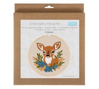Trimits Embroidery Hoop Kits - 15cm 6” Beginner Starter Set, Includes Bamboo Hoop Threads Cloth Needle Backing & Instructions, Deer