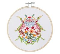 Trimits Embroidery Hoop Kits - 15cm 6” Beginner Starter Set, Includes Bamboo Hoop Threads Cloth Needle Backing & Instructions, Bug
