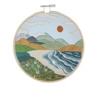 Trimits Embroidery Hoop Kits - 15cm 6” Beginner Starter Set, Includes Bamboo Hoop Threads Cloth Needle Backing & Instructions, Coast