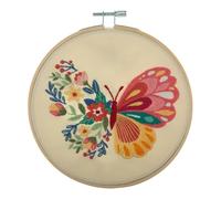 Hobby Gift Embroidery Kit – 15cm (6") Starter Set, Bamboo Hoop, Threads, Needle & Cloth, Butterfly