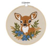 Trimits Embroidery Hoop Kits - 15cm 6” Beginner Starter Set, Includes Bamboo Hoop Threads Cloth Needle Backing & Instructions, Deer