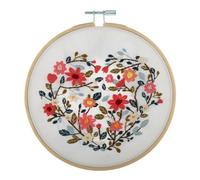 Trimits Embroidery Hoop Kits - 15cm 6” Beginner Starter Set, Includes Bamboo Hoop Threads Cloth Needle Backing & Instructions, Floral Heart