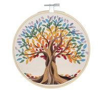 Trimits Embroidery Hoop Kits - 15cm 6” Beginner Starter Set, Includes Bamboo Hoop Threads Cloth Needle Backing & Instructions, Tree of Life