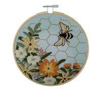 Trimits Embroidery Hoop Kits - 15cm 6” Beginner Starter Set, Includes Bamboo Hoop Threads Cloth Needle Backing & Instructions, Bee