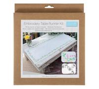 Trimits Embroidery Kit Table Runner - Printed Fabric, Threads, 40x100cm - Daisy Chain