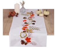 Trimits Embroidery Kit - Table Runner - Includes Printed Fabric, Threads, Needle & Instructions, 40 x 100cm, Autumn Leaves