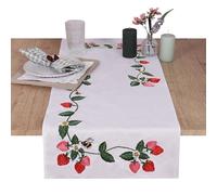 Trimits Embroidery Kit - Table Runner - Includes Printed Fabric, Threads, Needle & Instructions, 40 x 100cm, Strawberry Fields
