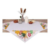 Trimits Embroidery Kit - Tablecloth - Includes Printed Fabric, Threads, Needle & Instructions, 80 x 80cm, Autumn Harvest